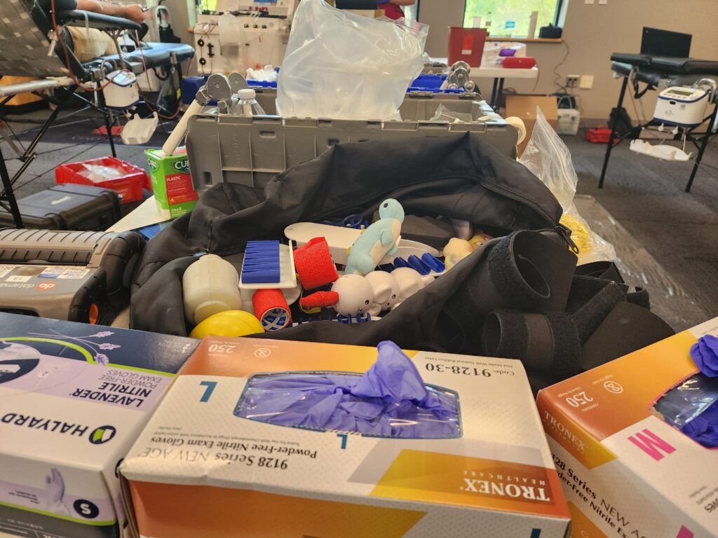 Supplies used for donating at WSUV's blood drive. (Alex Cook/The VanCougar)