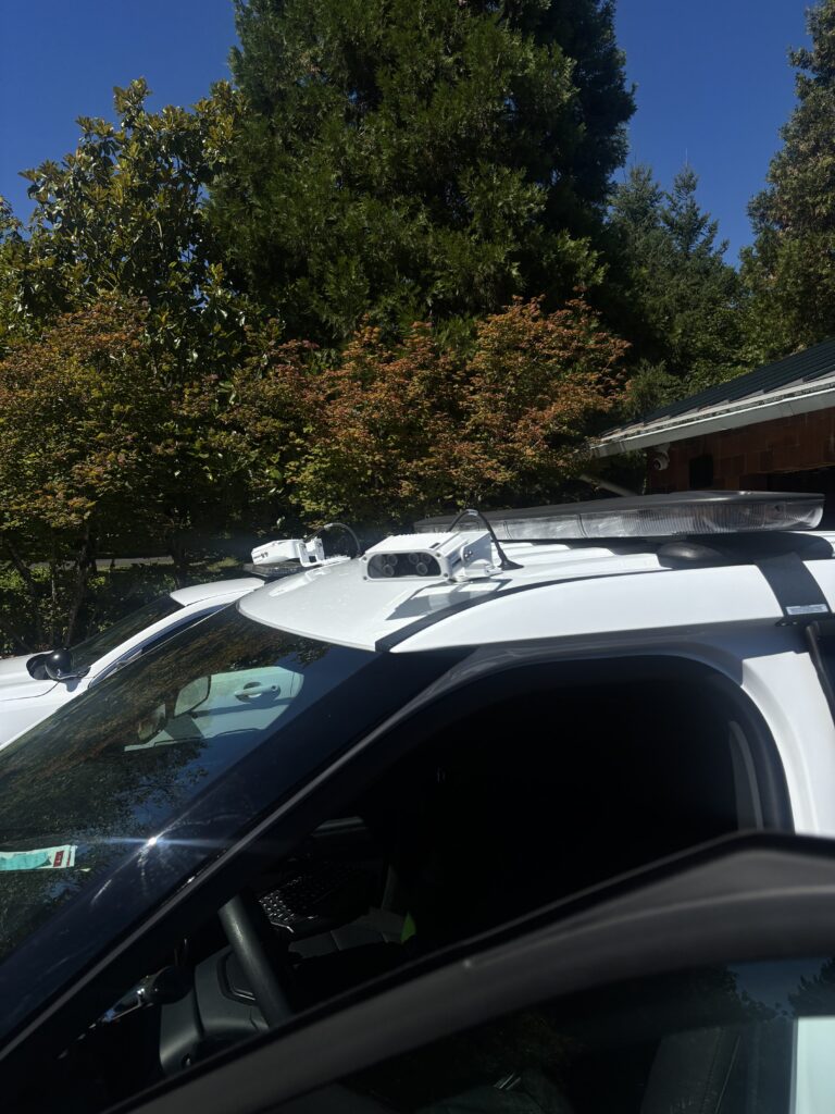 License plate recognition cameras on a Department of Public Safety and Parking Services patrol car. (Elizabeth Flores/The VanCougar)