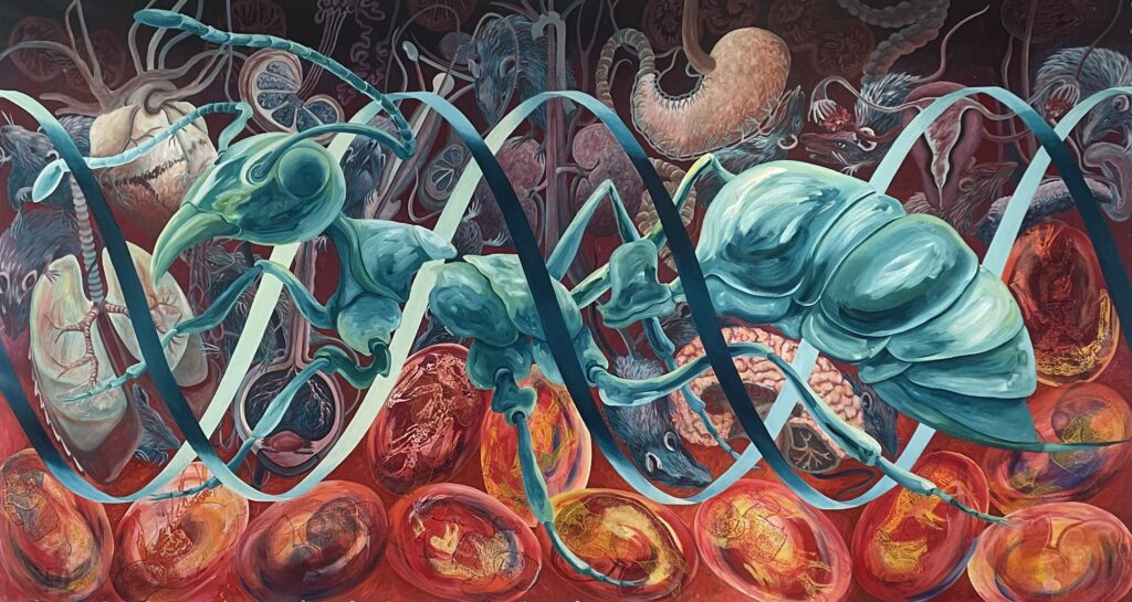 A full view of The Inheritors by Jo Hockenhull, located in the Life Sciences Building. (Jonah Barnett/The VanCougar)