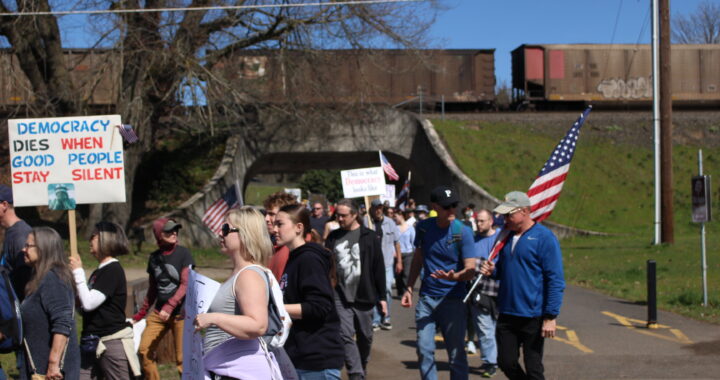 No Kings Day Protestors March From Marshall Park to Waterfront Park