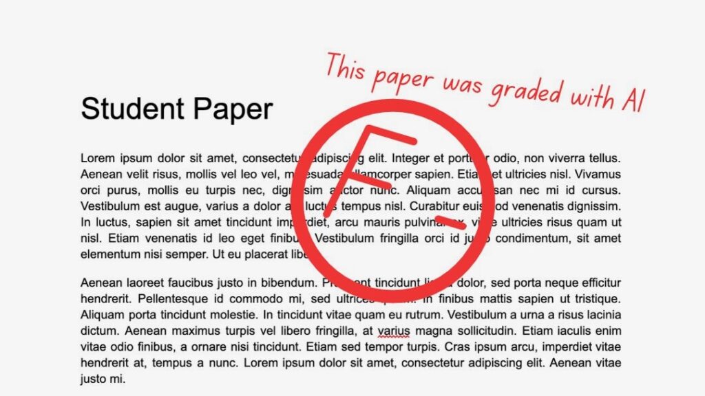A design of a fictitious paper graded by AI. Paper text sourced from Lorem Ipsum, and design made through Canva. (D Turk / VanCougar)